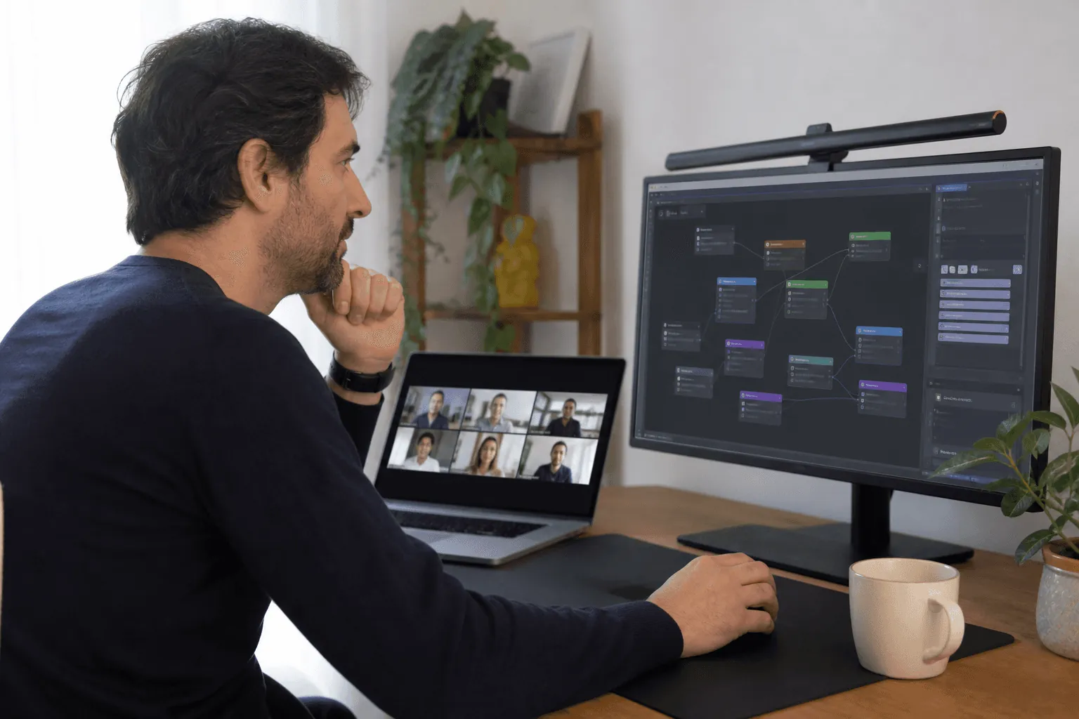 Profesional construyendo un flujo de trabajo con IA